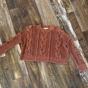 Free People Cable Knit Sweater - Rust Brown